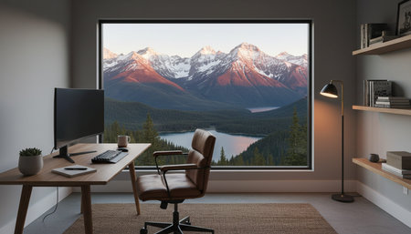 Home Office and Art Studio Interior Backgroundの写真素材