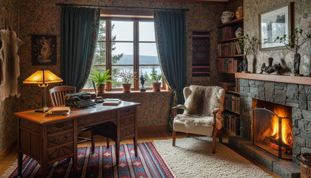 Home Office and Art Studio Interior Backgroundの写真素材