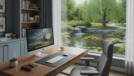 Home Office and Art Studio Interior Backgroundの写真素材