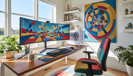 Home Office and Art Studio Interior Background