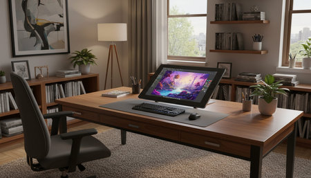 Modern Creative Workspace Interior Scene Background