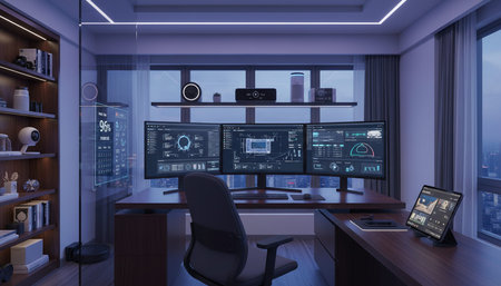 Modern Creative Workspace Interior Scene Background