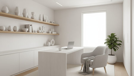 Modern Creative Workspace Interior Scene Background