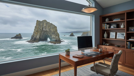 Modern Creative Workspace Interior Scene Background