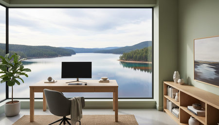 Home Office and Art Studio Interior Backgroundの写真素材