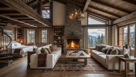 Elegant Luxury Interior Space with Warm Lighting Background