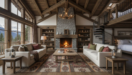 Elegant Luxury Interior Space with Warm Lighting Background