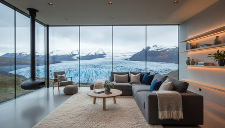 Elegant Luxury Interior Space with Warm Lighting Background
