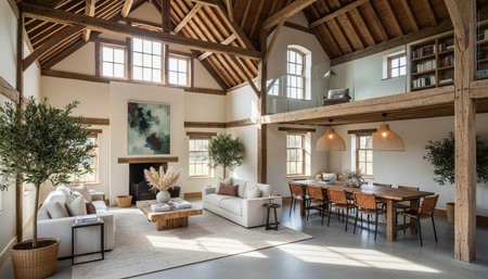 Elegant Luxury Interior Space with Warm Lighting Backgroundの写真素材