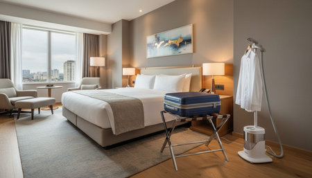 Elegant Luxury Interior Space with Warm Lighting Backgroundの写真素材