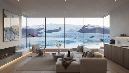 Elegant Luxury Interior Space with Warm Lighting Background