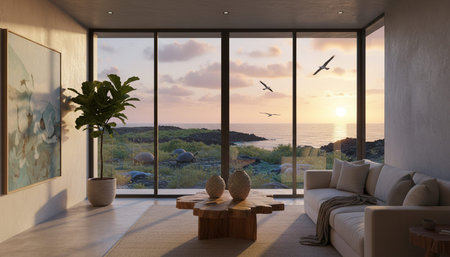 Elegant Luxury Interior Space with Warm Lighting Background