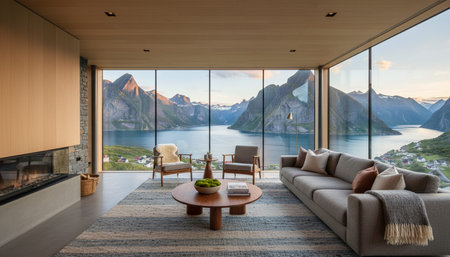 Elegant Luxury Interior Space with Warm Lighting Background