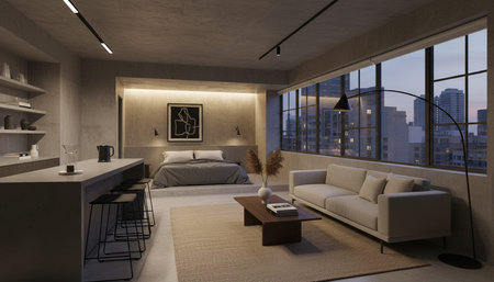 Elegant Luxury Interior Space with Warm Lighting Background