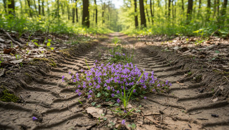 Beautiful Natural Forest Landscape with Trees and Green Plants Background