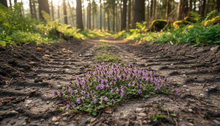 Beautiful Natural Forest Landscape with Trees and Green Plants Background