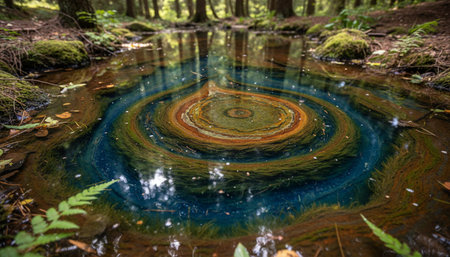 Beautiful Natural Forest Landscape with Trees and Green Plants Backgroundの写真素材