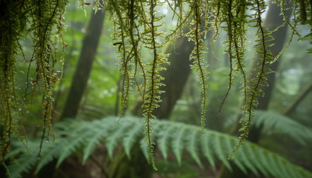 Beautiful Natural Forest Landscape with Trees and Green Plants Background