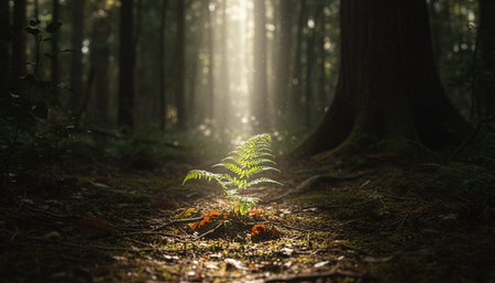 Beautiful Natural Forest Landscape with Trees and Green Plants Backgroundの写真素材