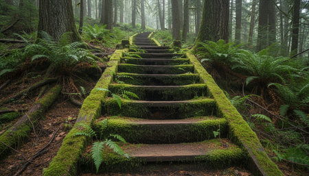 Beautiful Natural Forest Landscape with Trees and Green Plants Background