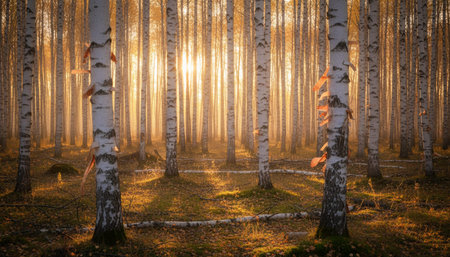 Beautiful Natural Forest Landscape with Trees and Green Plants Background