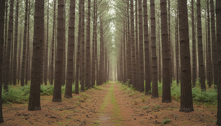 Beautiful Natural Forest Landscape with Trees and Green Plants Background
