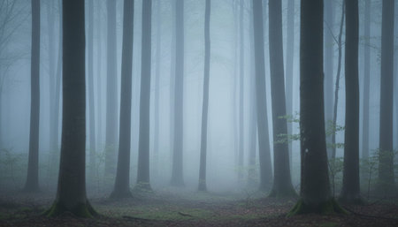 Beautiful Natural Forest Landscape with Trees and Green Plants Background