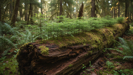 Beautiful Natural Forest Landscape with Trees and Green Plants Background