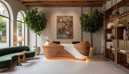 Elegant Luxury Interior Space with Warm Lighting Background