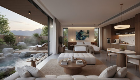 Elegant Luxury Interior Space with Warm Lighting Background