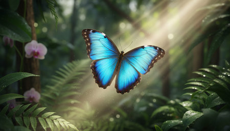 Beautiful Natural Forest Landscape with Trees and Green Plants Background