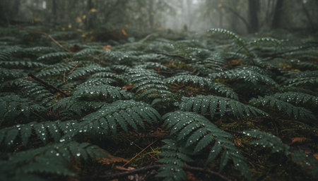 Beautiful Natural Forest Landscape with Trees and Green Plants Background