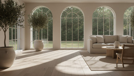 Luxury Sunroom with Indoor Plants and Cozy Seating Area