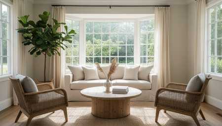 Luxury Sunroom with Indoor Plants and Cozy Seating Area
