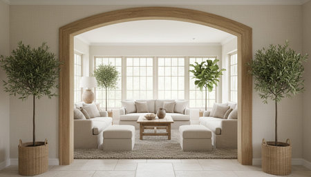 Luxury Sunroom with Indoor Plants and Cozy Seating Area