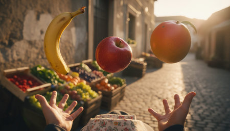 Assorted Fresh Fruits, Vegetables and Organic Healthy Food Concept