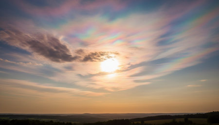 Breathtaking scenic landscapes under dramatic skies featuring rainbows, vibrant sunsets, and unique...