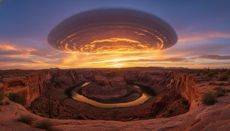 Breathtaking scenic landscapes under dramatic skies featuring rainbows, vibrant sunsets, and unique...