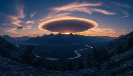Breathtaking scenic landscapes under dramatic skies featuring rainbows, vibrant sunsets, and unique...