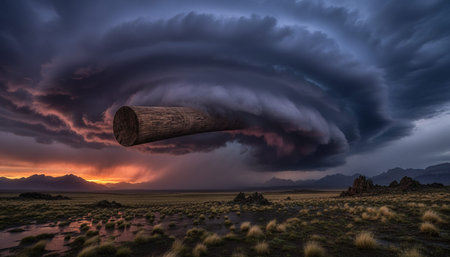 Breathtaking scenic landscapes under dramatic skies featuring rainbows, vibrant sunsets, and unique...
