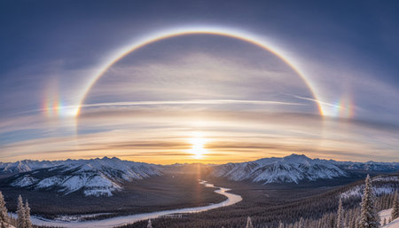 Breathtaking scenic landscapes under dramatic skies featuring rainbows, vibrant sunsets, and unique...