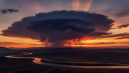 Breathtaking scenic landscapes under dramatic skies featuring rainbows, vibrant sunsets, and unique...