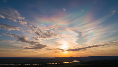 Breathtaking scenic landscapes under dramatic skies featuring rainbows, vibrant sunsets, and unique...