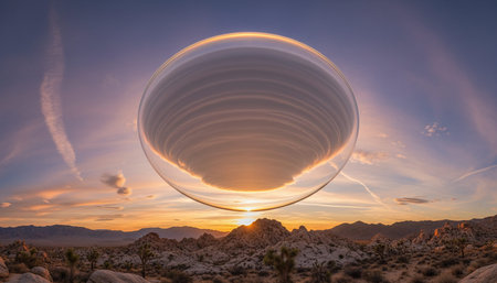 Breathtaking scenic landscapes under dramatic skies featuring rainbows, vibrant sunsets, and unique...