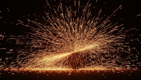 Atmospheric night scenes featuring vibrant bonfires and celebratory fireworks in a natural forest...