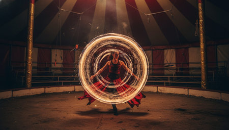 Atmospheric night scenes featuring vibrant bonfires and celebratory fireworks in a natural forest...