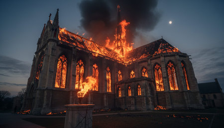 Atmospheric night scenes featuring vibrant bonfires and celebratory fireworks in a natural forest...