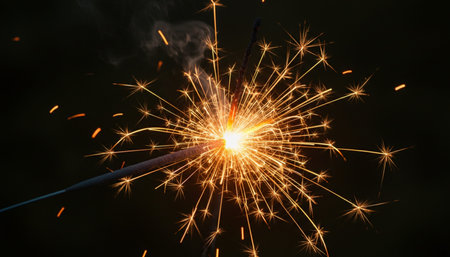 Atmospheric night scenes featuring vibrant bonfires and celebratory fireworks in a natural forest...