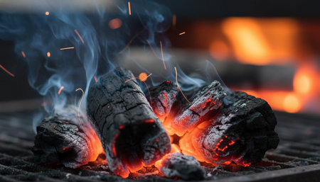 Atmospheric night scenes featuring vibrant bonfires and celebratory fireworks in a natural forest...