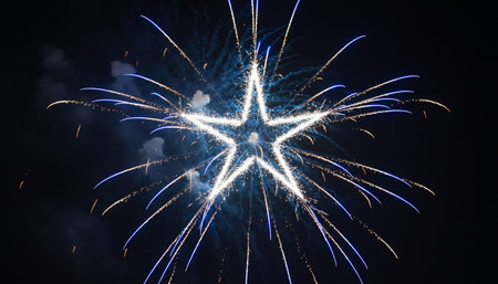 Atmospheric night scenes featuring vibrant bonfires and celebratory fireworks in a natural forest...